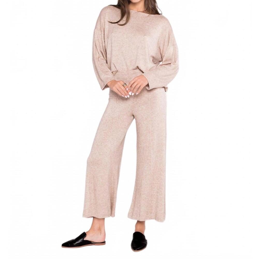 NEW RIPLEY RADER sweater knit wide leg pant: cropped in oatmeal